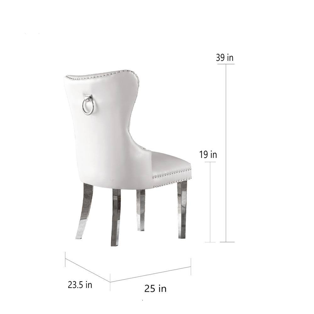White Faux Leather Upholstered Parsons Side Chair with Metal Frame
