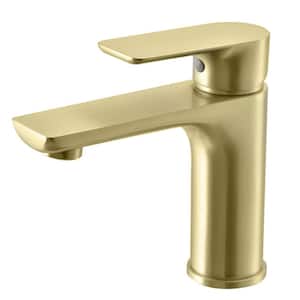 Laderah Single-Handle Single-Hole Deck Mount Bathroom Faucet Spot Resistant in Brushed Gold