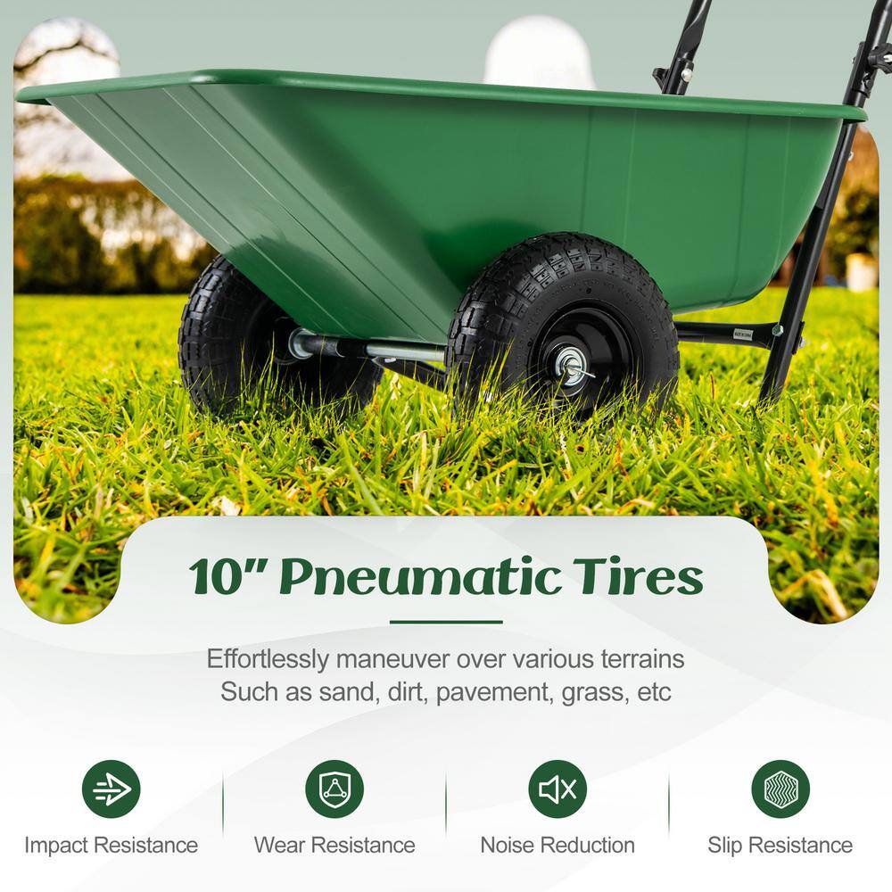Green and Black Heavy-Duty Dual-Wheel Garden Utility Cart