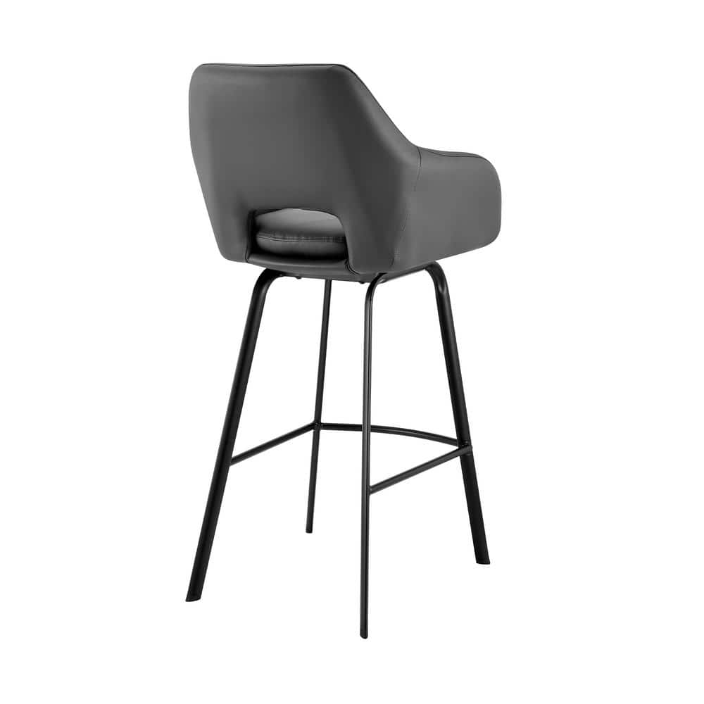Gray Faux Leather and Black Metal Swivel Counter Stool