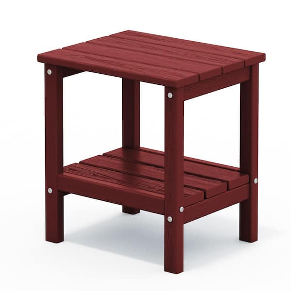 JEAREY Red Rectangle Resin Outdoor Side Table