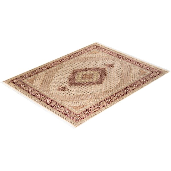 Mogul Traditional Ivory 8 ft. 1 in. x 10 ft. 2 in. Oriental Area Rug