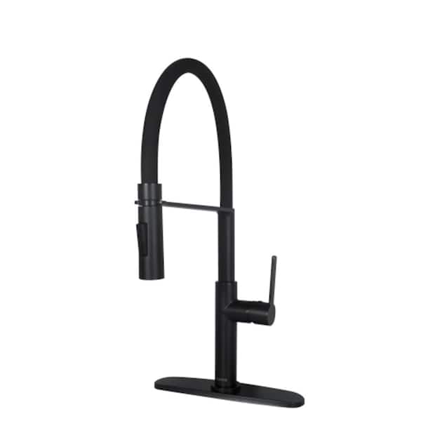 WarmieHomy Single Handle Pull Down Sprayer Kitchen Faucet Kitchen Faucet with Brass in Black