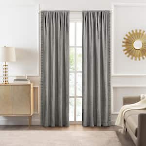 Bordeaux 52 in. W x 63 in. L Polyester Light Filtering Curtain Panel in Silver
