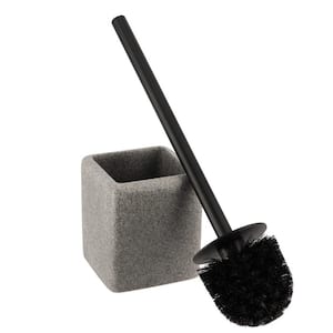Square Granite Freestanding Toilet Brush and Holder Set Grey