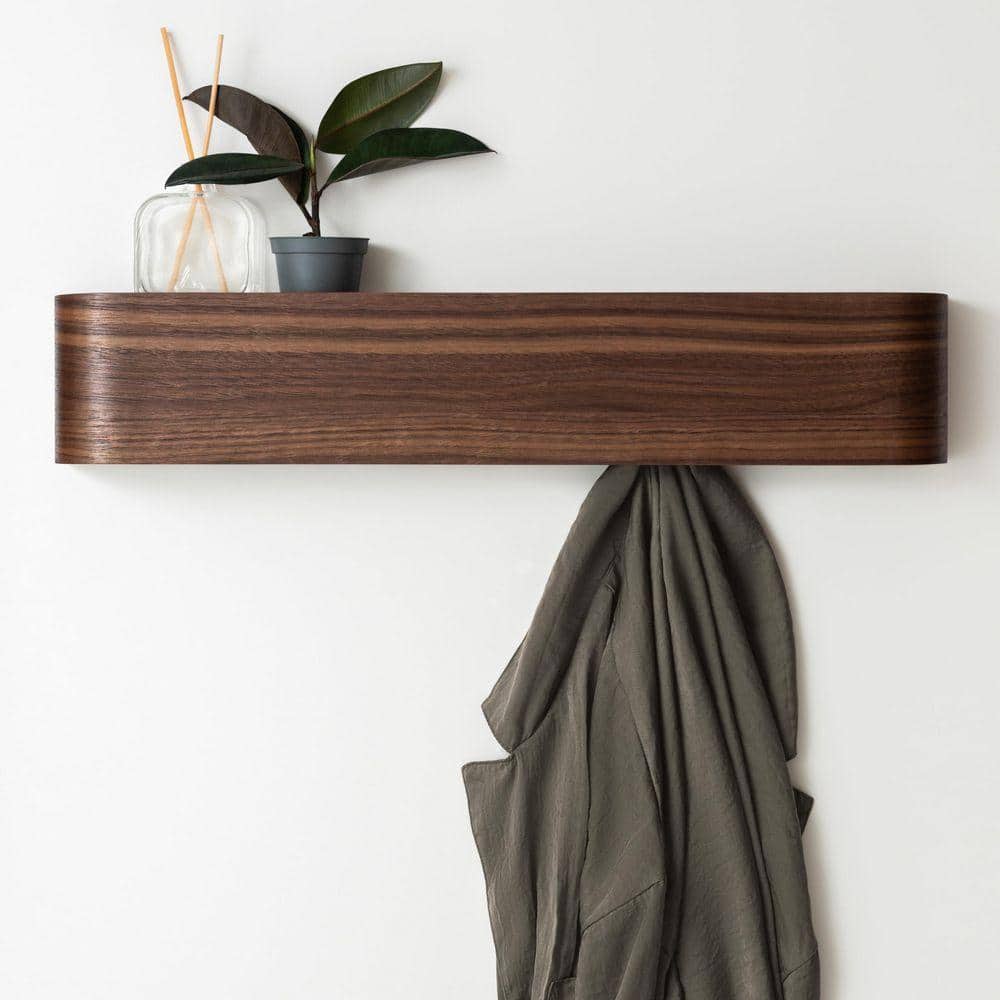 Hide Coat Rack Walnut Wall Coat Rack with Hidden Hooks TG-D6-03268 - The Home Depot