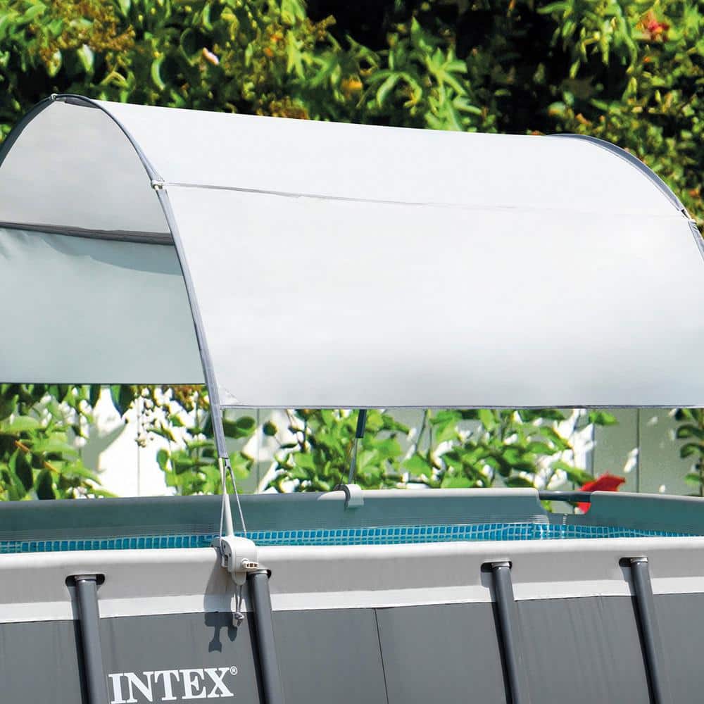 Intex 24FT x 12FT Gray Rectangular Above Ground Pool Set with Filter Pump