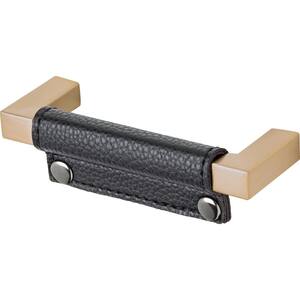 Wrapped Leather 3 in. (76 mm) Champagne Bronze with Matte Black Drawer Pull