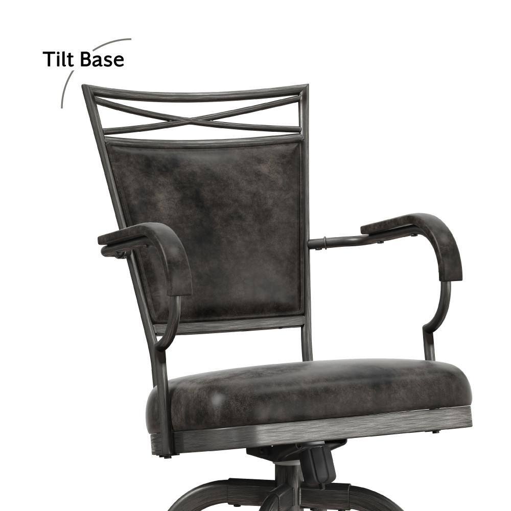 Pewter Gray Metal Swivel Saddle-Style Counter Stool
