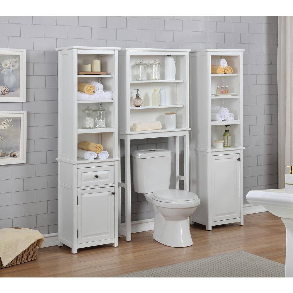 White MDF Bathroom Storage Cabinet with Adjustable Shelving