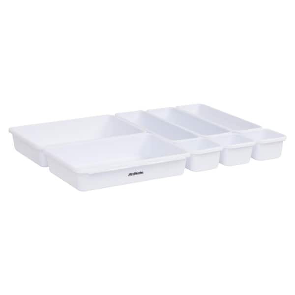 8 Piece Drawer Organizer Desk Organizer with Interlocking, White