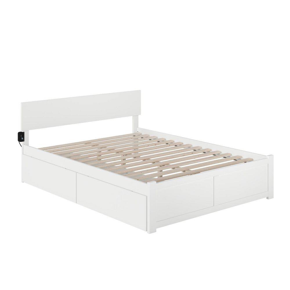 AFI Orlando White Solid Wood Frame King Platform Bed with Set of 2