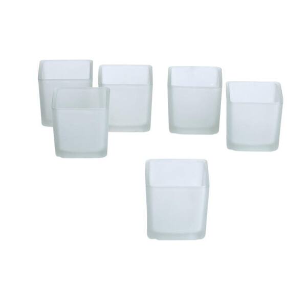 Light In The Dark White Frosted Square Votive Candle Glass Holders (Set of 72)