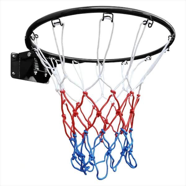 Huluwat Black 18 in. Steel Double Spring Basketball Rim with Net, Easy to Install