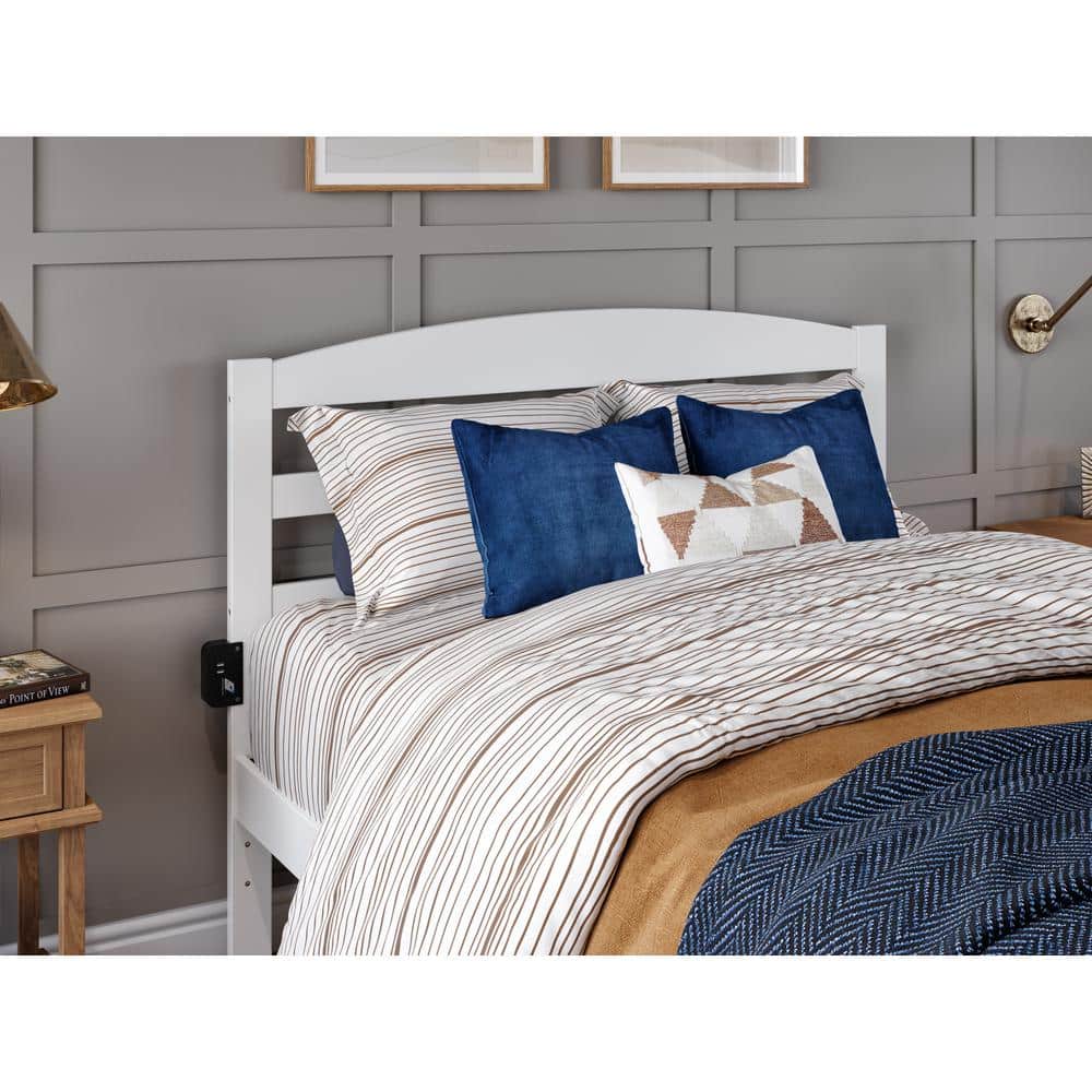 AFI Warren Solid Wood Full Bed w/ Footboard & Twin Trundle in White