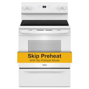 30 in. 5 Burner Element Freestanding Electric Range in White with Steam Clean