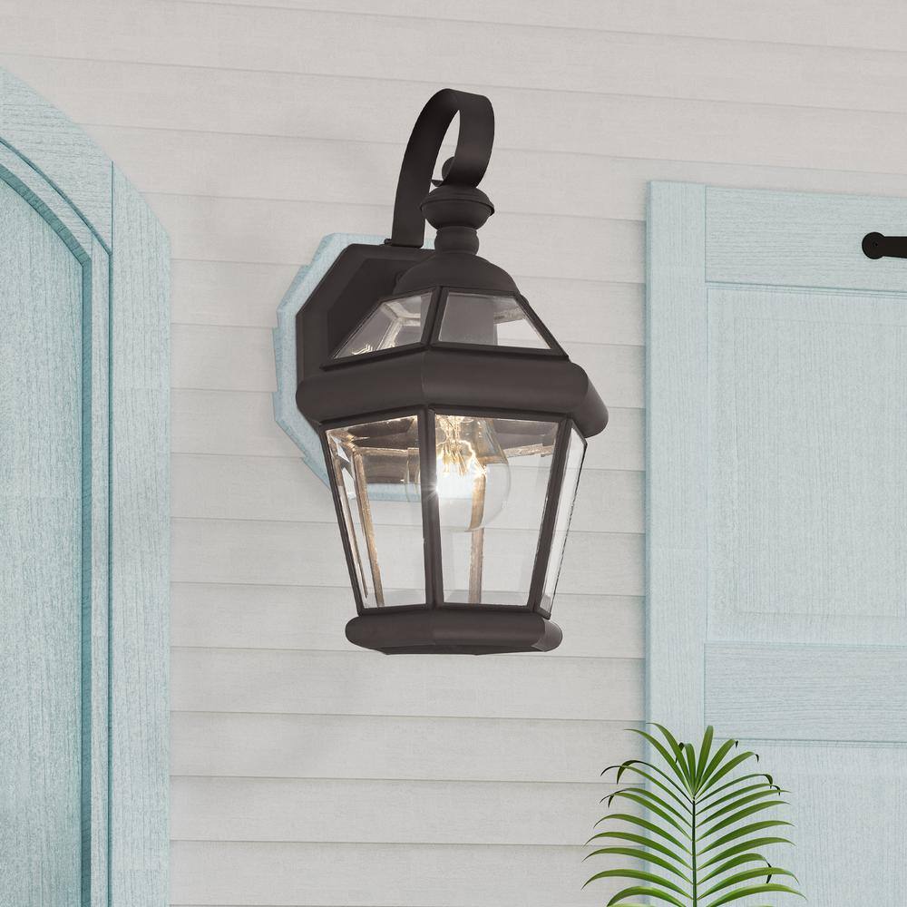 Georgetown Classic Bronze Lantern Wall Light with Clear Glass