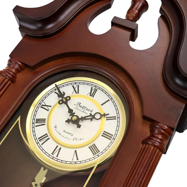 Bedford Clock Collection Delphine 27 in. Mahogany Chiming