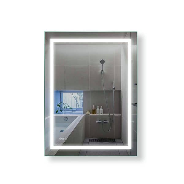 Whatseaso 48 in. W x 36 in. H LED Frameless Rectangular 3 Colors Anti-Fog Wall Mounted Bathroom Vanity Mirror in Silver