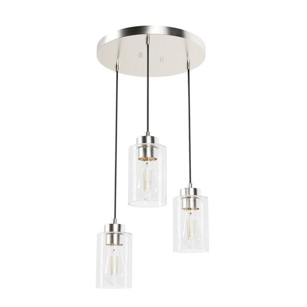 Hunter Hartland 3Light Brushed Nickel Island Chandelier with Clear