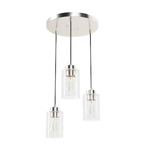 Hartland 3-Light Brushed Nickel Island Chandelier with Clear Seeded Glass Shades