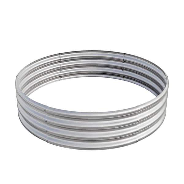 47.24 in. x 11.4 in. Round Metal Raised Planter Bed Outdoor Garden Raised Planter Box, Silver