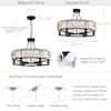 SILJOY Modern Crystal Chandelier 26 in. 6-Light Black Drum Pendant Lighting Ceiling Semi Flush Mount SCHLP01B