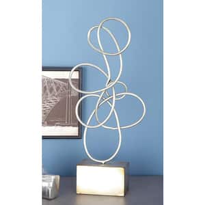Silver Metal Swirl Abstract Sculpture
