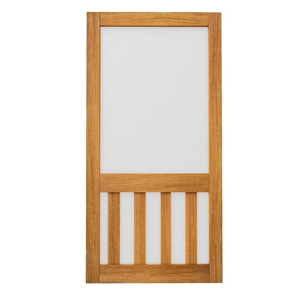 ARK DESIGN 32 in. x 80 in. Universal/Reversible 5 Bar Paneled Railing Style Finished Fir Wood and Gauze Mesh Hinged Screen Door