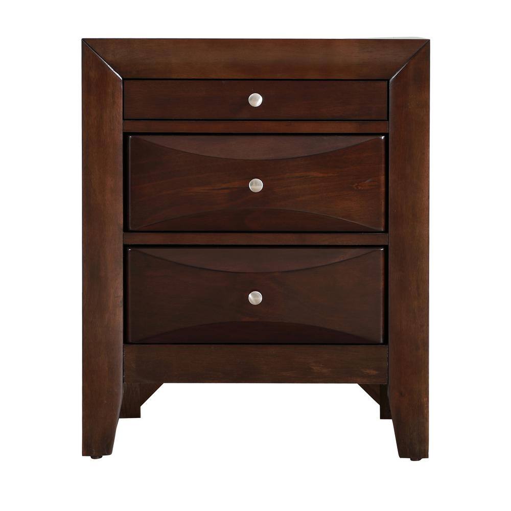 Marilla Cappuccino 3-Drawer Solid Wood Nightstand