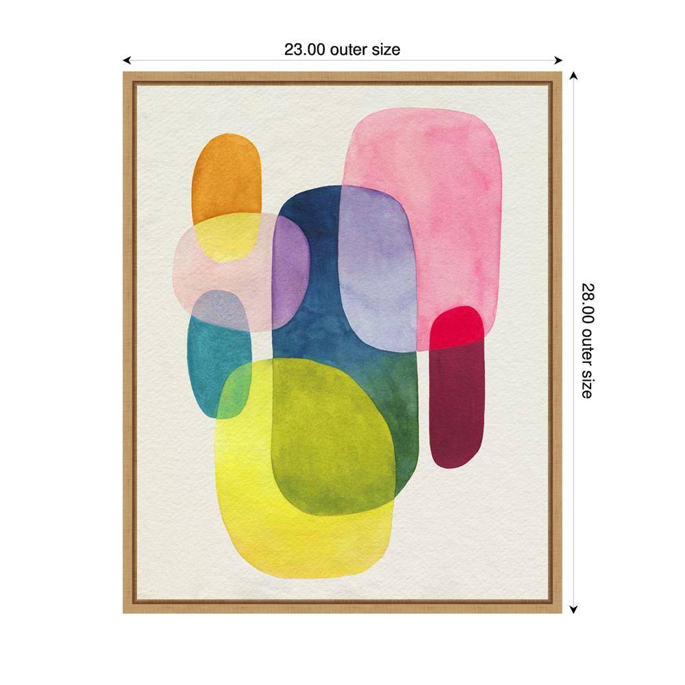 Sunlit Spectrum I Abstract Watercolor Canvas Art with Maple Frame
