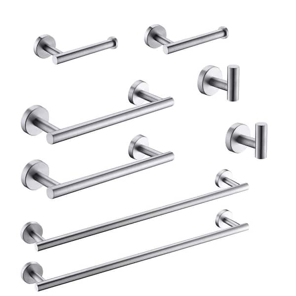 Tahanbath 8-Piece Bath Hardware Set with Toilet Paper Holder in Silver