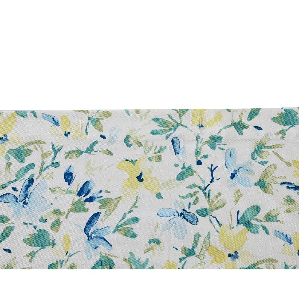 Nora Blue Floral Cotton Shower Curtain with Liner