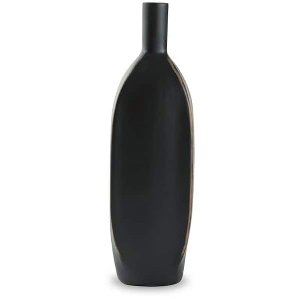 Rhaveney 9.45 in. Black Resin Cylinder Decorative Vase