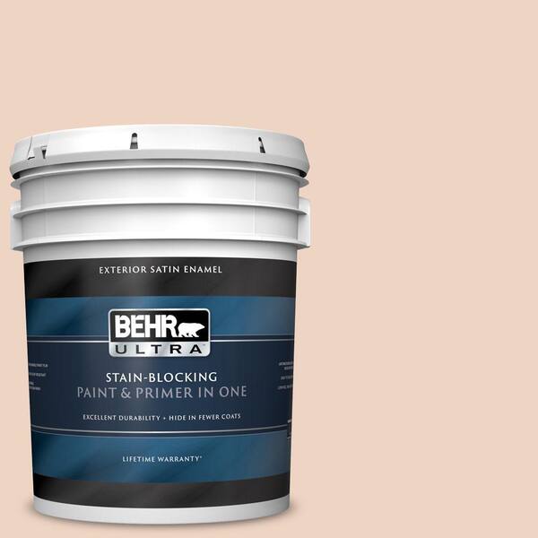 BEHR ULTRA 5 gal. #UL130-11 Iced Apricot Satin Enamel Exterior Paint and Primer in One