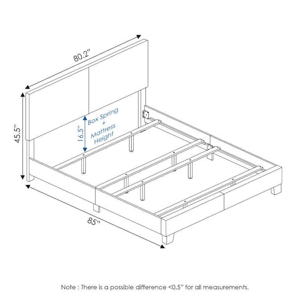 Furinno Pessac Black King Upholstered Bed Frame FB19821KBK