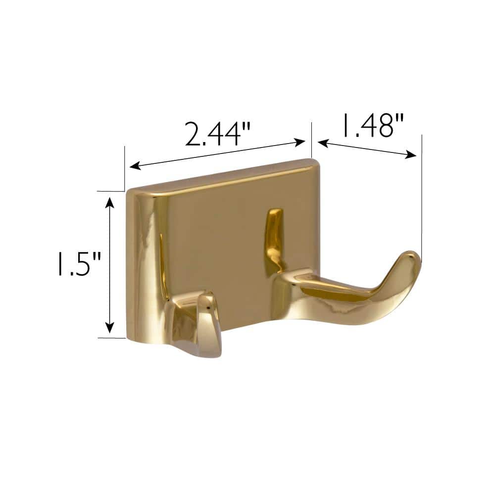Polished Brass Double Robe Hook with Square Design