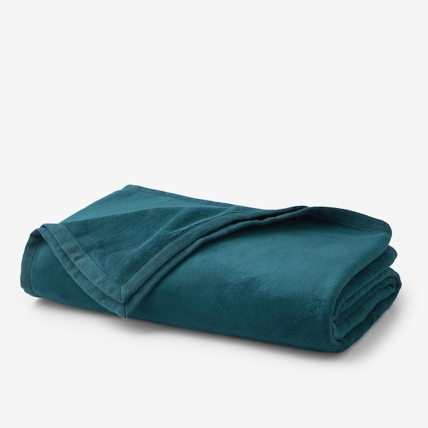 The Company Store Cotton Fleece Teal Cotton King/California King Blanket