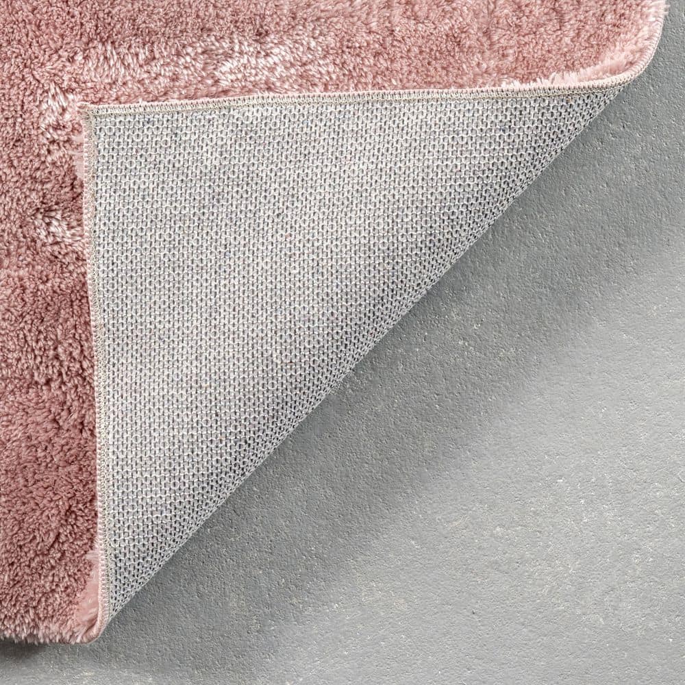 Pink 4' x 6' Solid Shag Machine Washable Area Rug