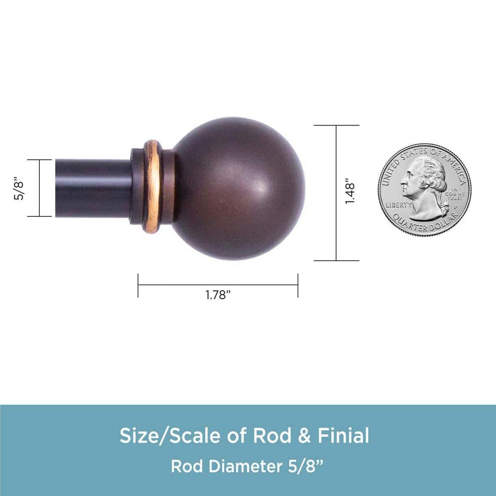 Chelsea 48 in. - 86 in. Adjustable Single Curtain Rod 5/8 in. Diameter in Oil Rubbed Bronze with Ball Finials