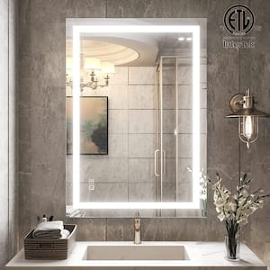 24 in. W x 32 in. H Rectangular Frameless Anti-Fog LED Horizontal and Vertical Wall Bathroom Vanity Mirror Front Light