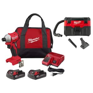 M18 18-Volt Lithium-Ion Brushless Cordless 1/4 in. Impact Driver Kit with M18 2 Gal. Cordless Wet/Dry Vacuum