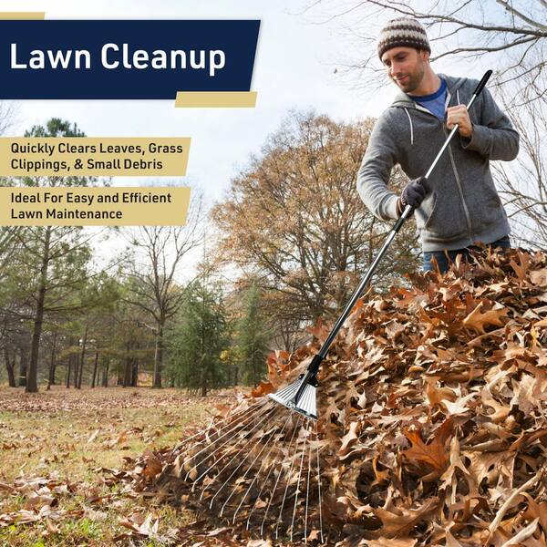Small Rake For Leaves, 11 Metal Tines Narrow Leaf Jamaica