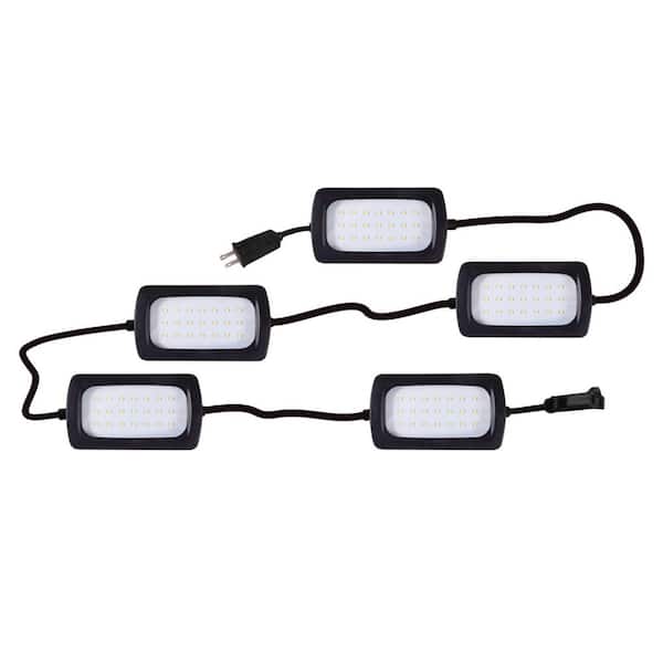 1-Pack 110V 85W LED Work Light, 8000 Lumen, Waterproof String Lights, 50 ft. 5-Light Heads, Extension Cord(Not Included)