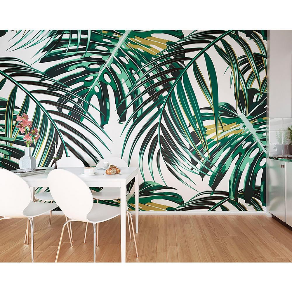 Large Tropical Green Palm Leaves Wall Mural