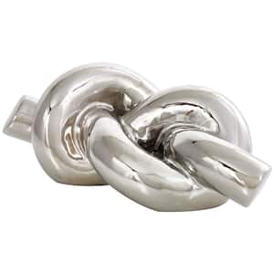 6 in. x 4 in. Silver Ceramic Abstract Knot Sculpture