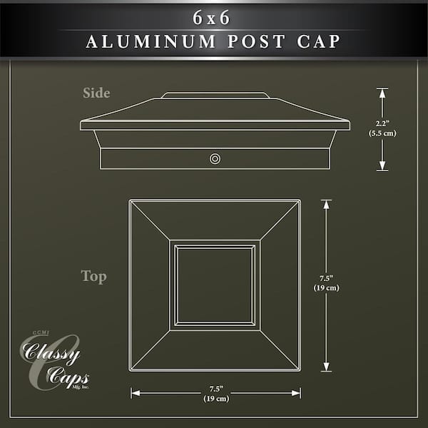 CLASSY CAPS 6 in. x 6 in. Black Aluminum Fence Post Cap (4-Pack)