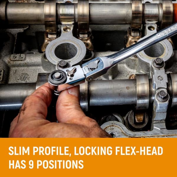 1/4 in. Drive 6-Point SAE/Metric Slim Flex-Head Ratchet and Socket Mechanics Tool Set (55-Piece)