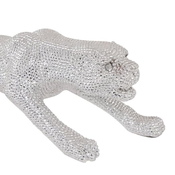 Litton Lane Silver Polystone Floor Leopard Sculpture with Carved Faceted  Diamond Exterior 44259 - The Home Depot