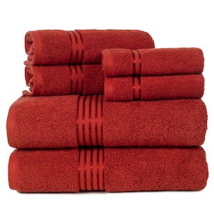 6-Piece Burgundy 100% Cotton Bath Towel Set